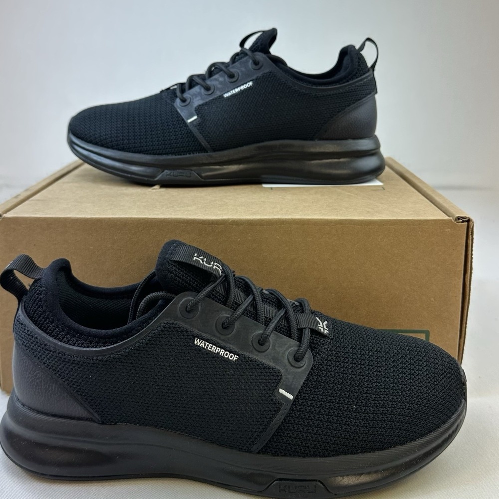 Kuru Atom Womens Sz  8.5 Triple Black Athletic Running Waterproof Shoes Sneakers